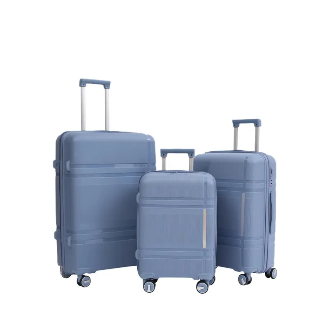 Vayaa 01 Steel Grey Luggage Set: Durable & Secure PP Trolley with 7-Year Warranty