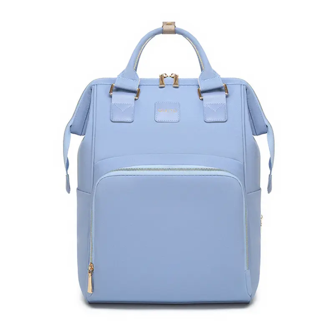 Luxe Imported Satin Water-Resistant Commuter Backpack with Thermal & Smart Storage Blue
