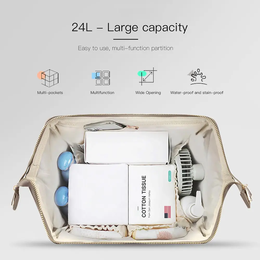 Luxe Imported Satin Water-Resistant Commuter Backpack with Thermal & Smart Storage Beige