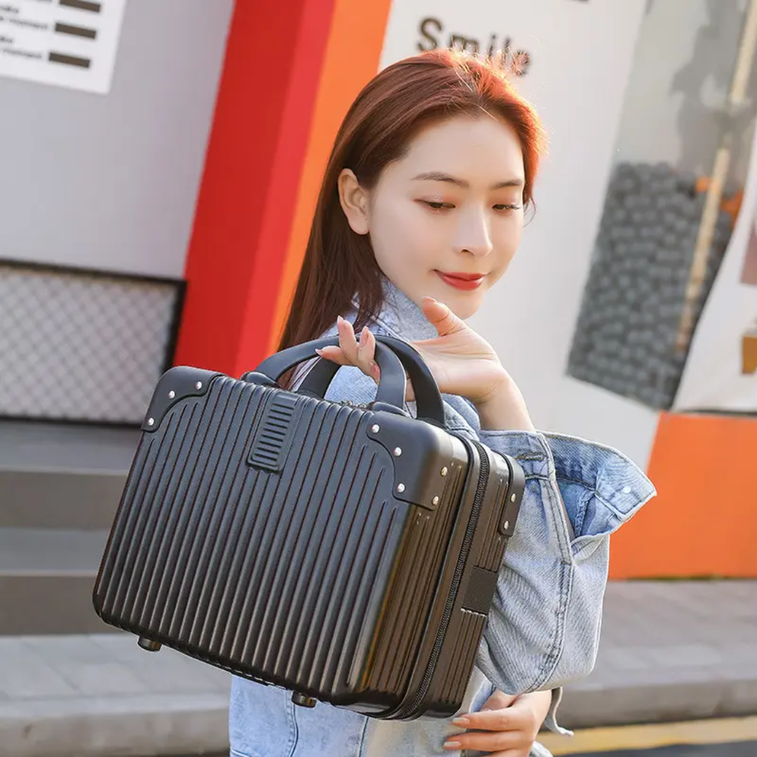 Durable Dark Black PP Hard Case Vanity Box | Travel Carry-On 01