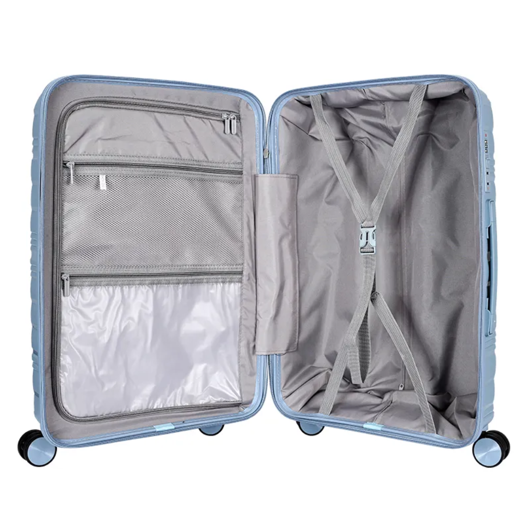 Vayaa 02 Steel Grey Luggage Set: Durable & Secure PP Trolley with 7-Year Warranty