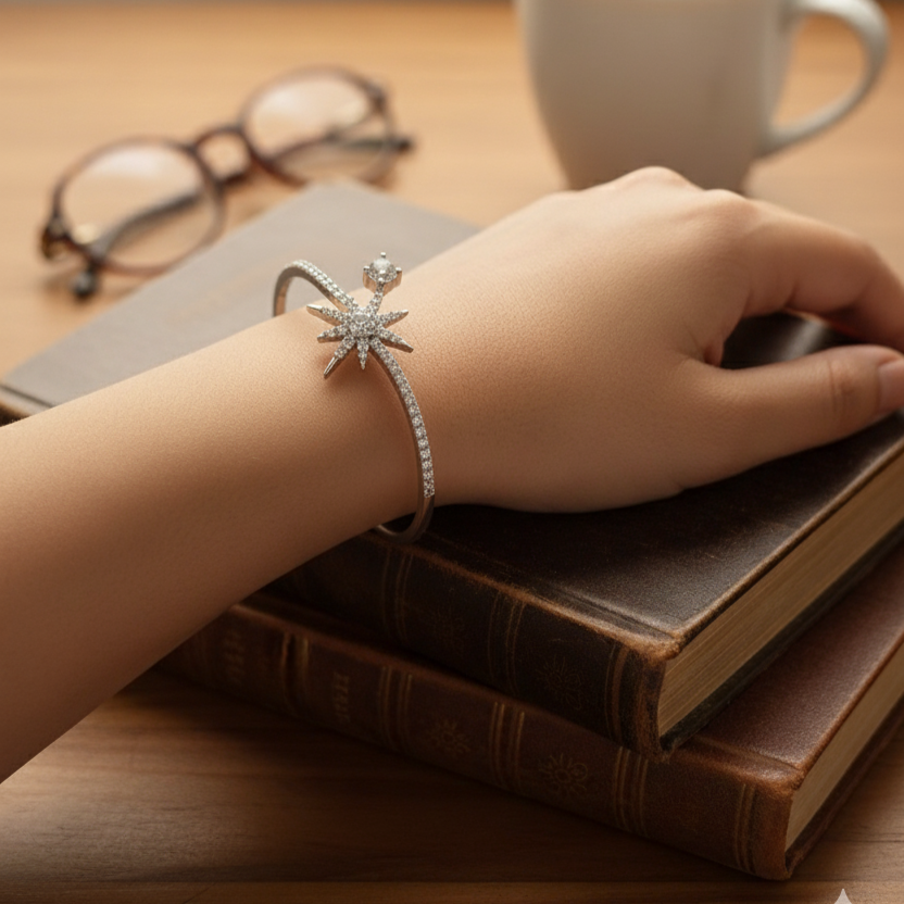 Premium Star Shaped Anti Tarnish Designer Adjustable Bracelet Silver