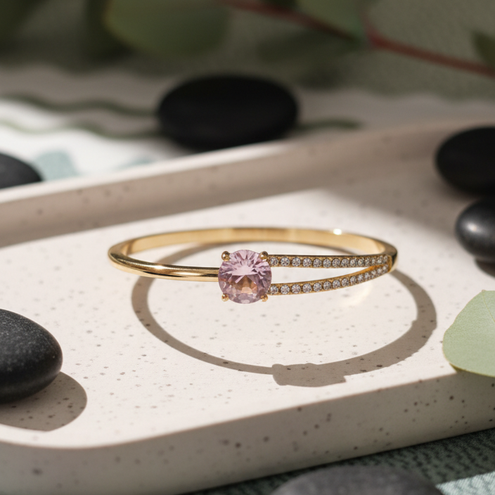 Premium Radiance Pink Anti Tarnish Designer Adjustable Bracelet Gold