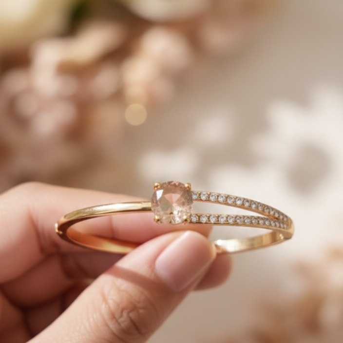 Premium Radiance Peach Anti Tarnish Designer Adjustable Bracelet Gold