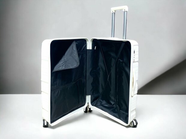 Vayaa 01 White Luggage Set: Durable & Secure PP Trolley with 7-Year Warranty