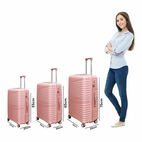 Vayaa 02 Rose Gold Luggage Set: Durable & Secure PP Trolley with 7-Year Warranty
