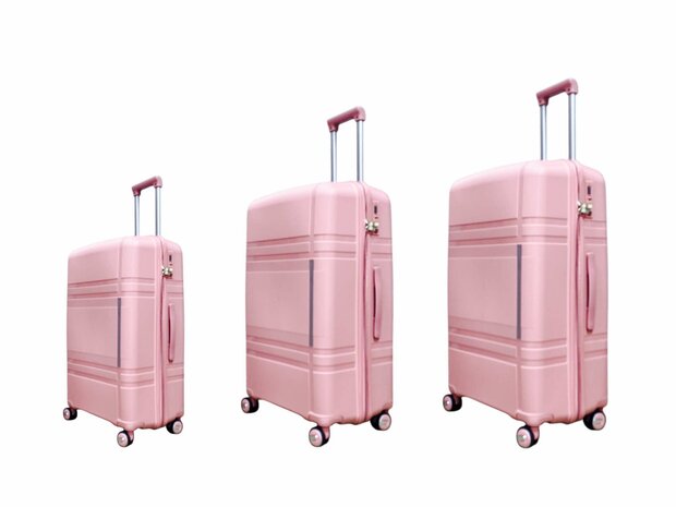 Vayaa 01 Rose Gold Luggage Set: Durable & Secure PP Trolley with 7-Year Warranty