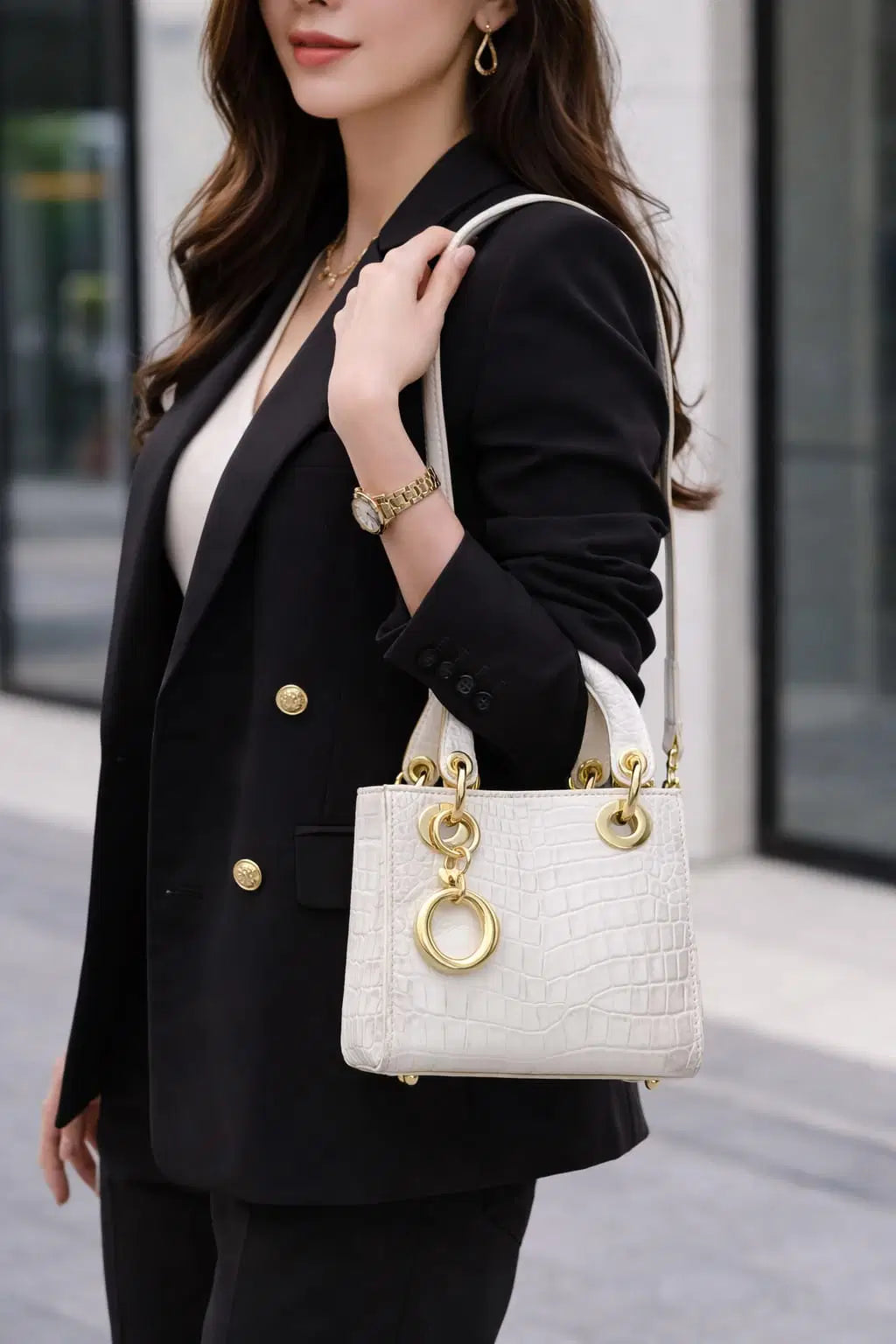 Empress Mini | Exotic Croc-Embossed Vegan Leather Top-Handle Sling Bag