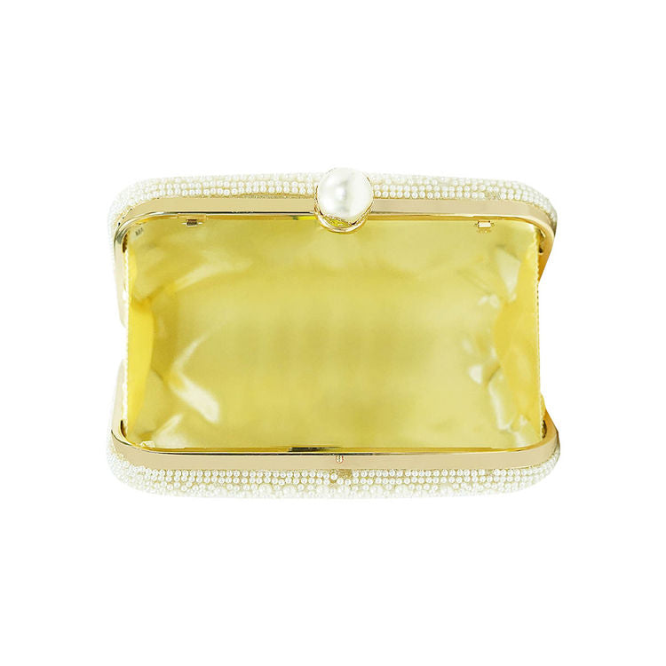 Gold Pearl Embellished Party Clutch with Sling and Kada