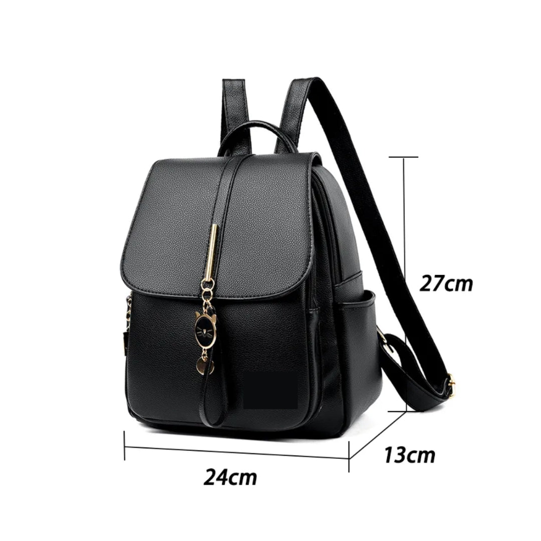 Water-Resistant Black Backpack with Imported Matte Fabric
