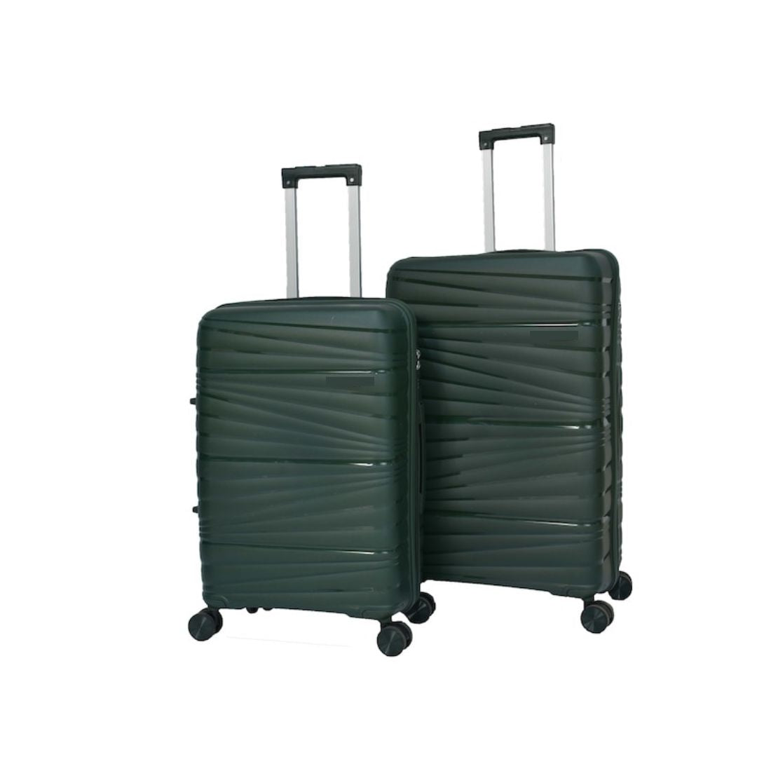 Vayaa 02 Blackish Green Luggage Set: Durable & Secure PP Trolley with 7-Year Warranty