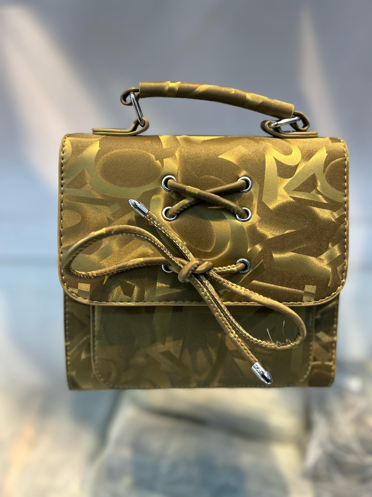 Velvet Convertible Sling Backpack Golden