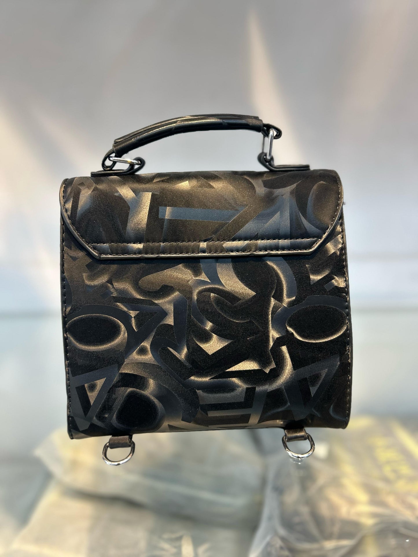 Velvet Convertible Sling Backpack Black