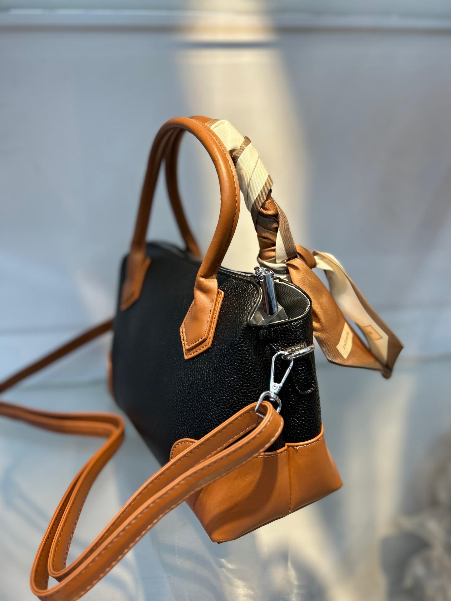Versatile & Vegan: The Detachable Scarf Handbag Black
