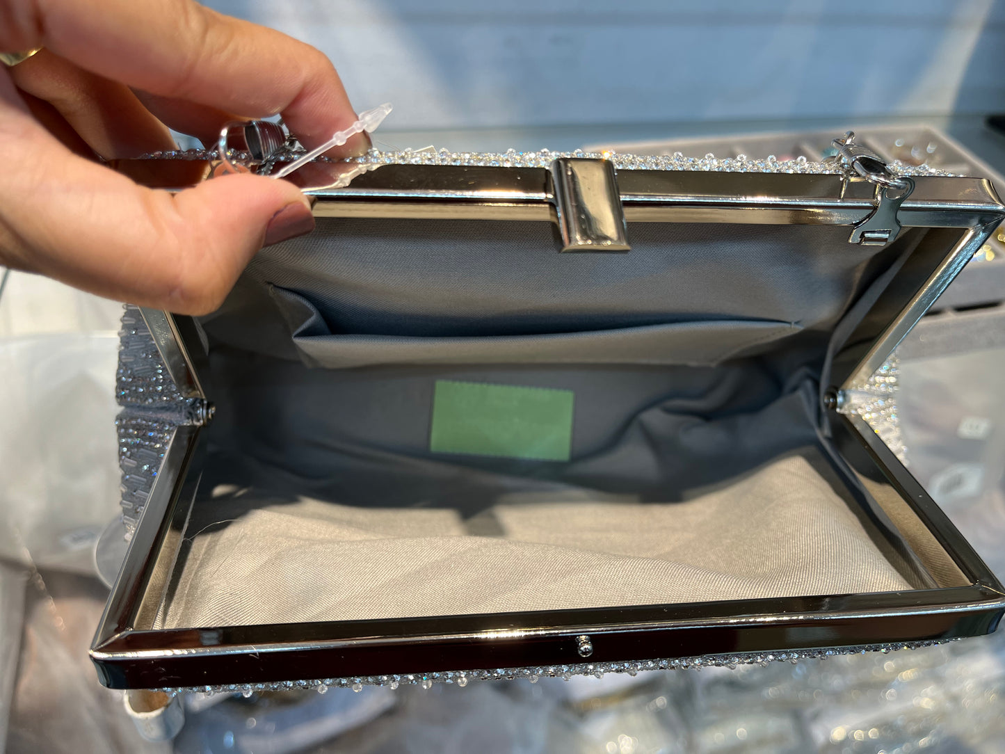 The Opulent Beaded Clutch Silver