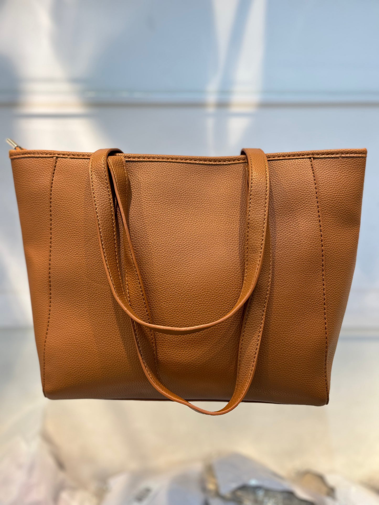 Structured Brown Handbag with Gold Buckle | Perfect for Everyday Style