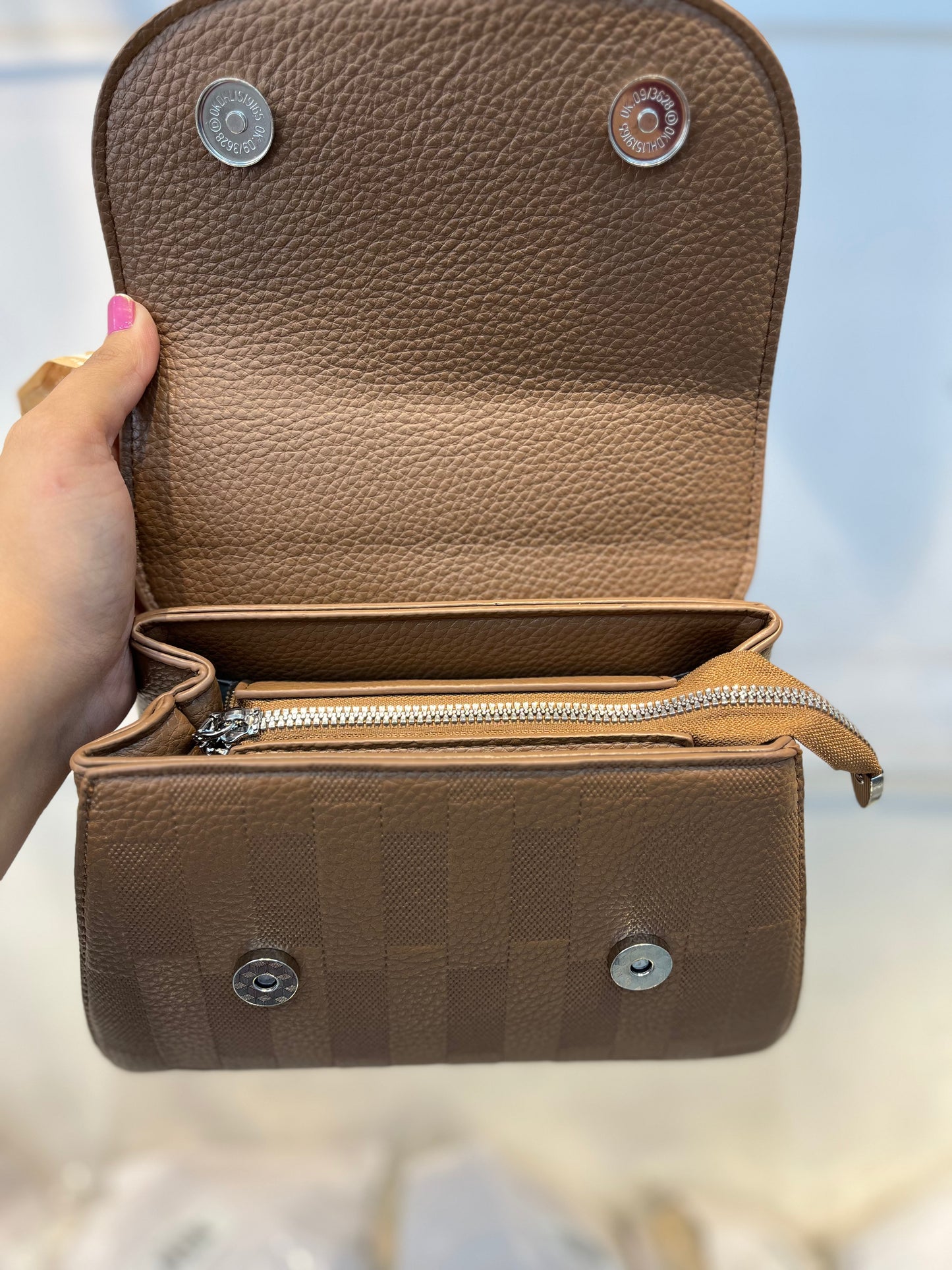 Elegant Deep Khakhi Faux Leather Top Handle Bag with Scarf Accent - Perfect for a Fashionable Look