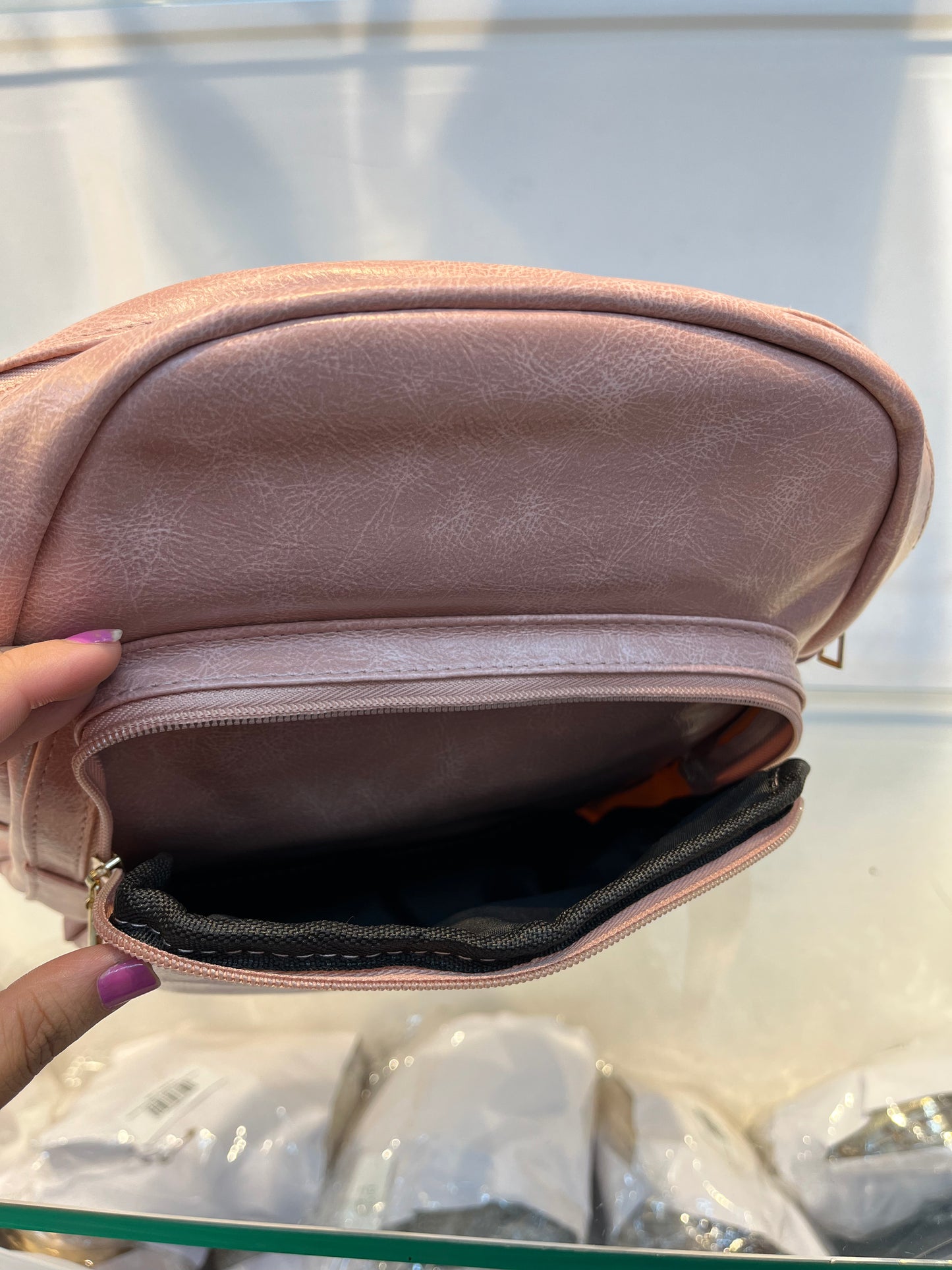 Elegant Peach Faux Leather Women's Backpack with Charms