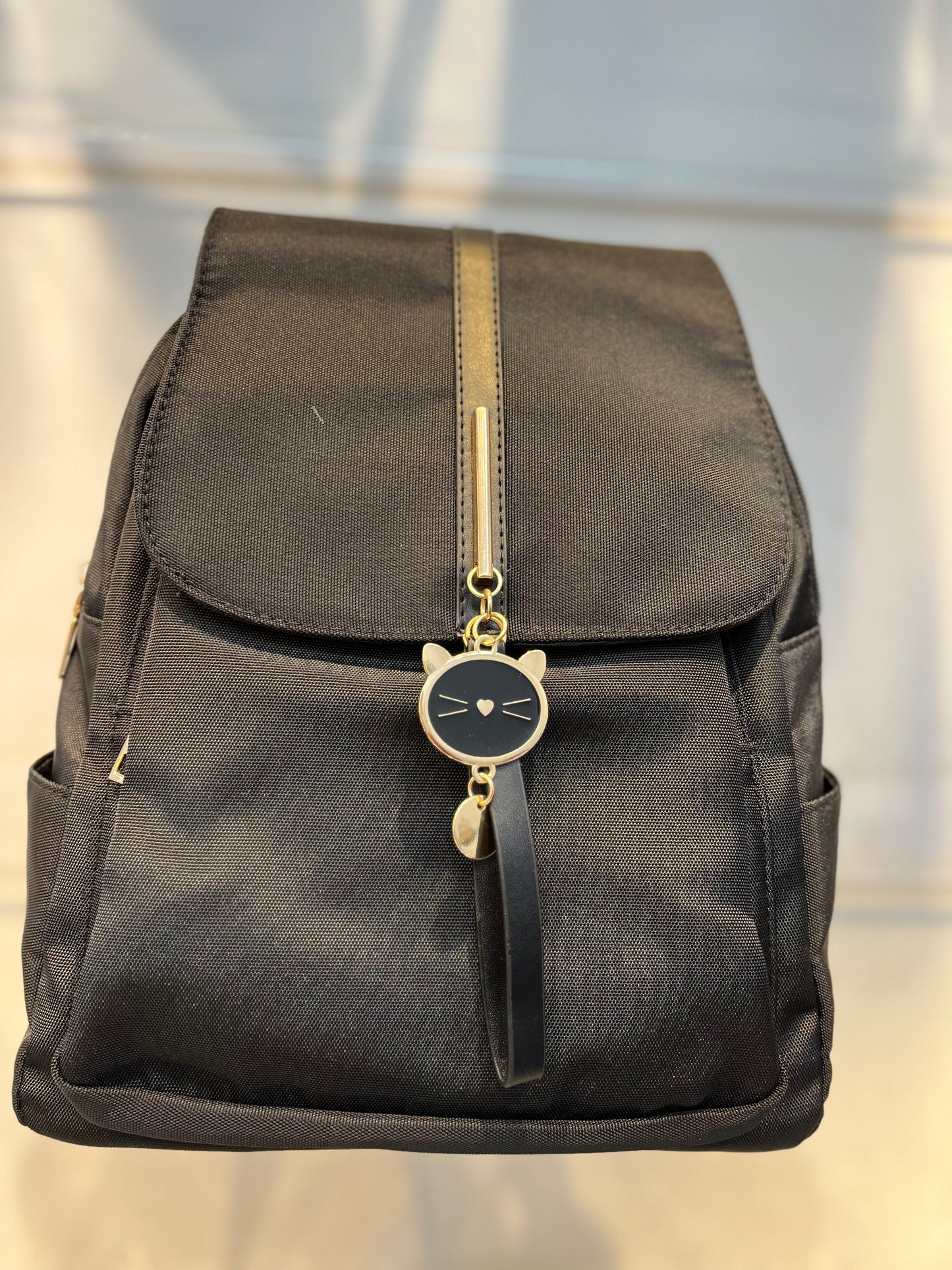 Water-Resistant Black Backpack with Imported Matte Fabric