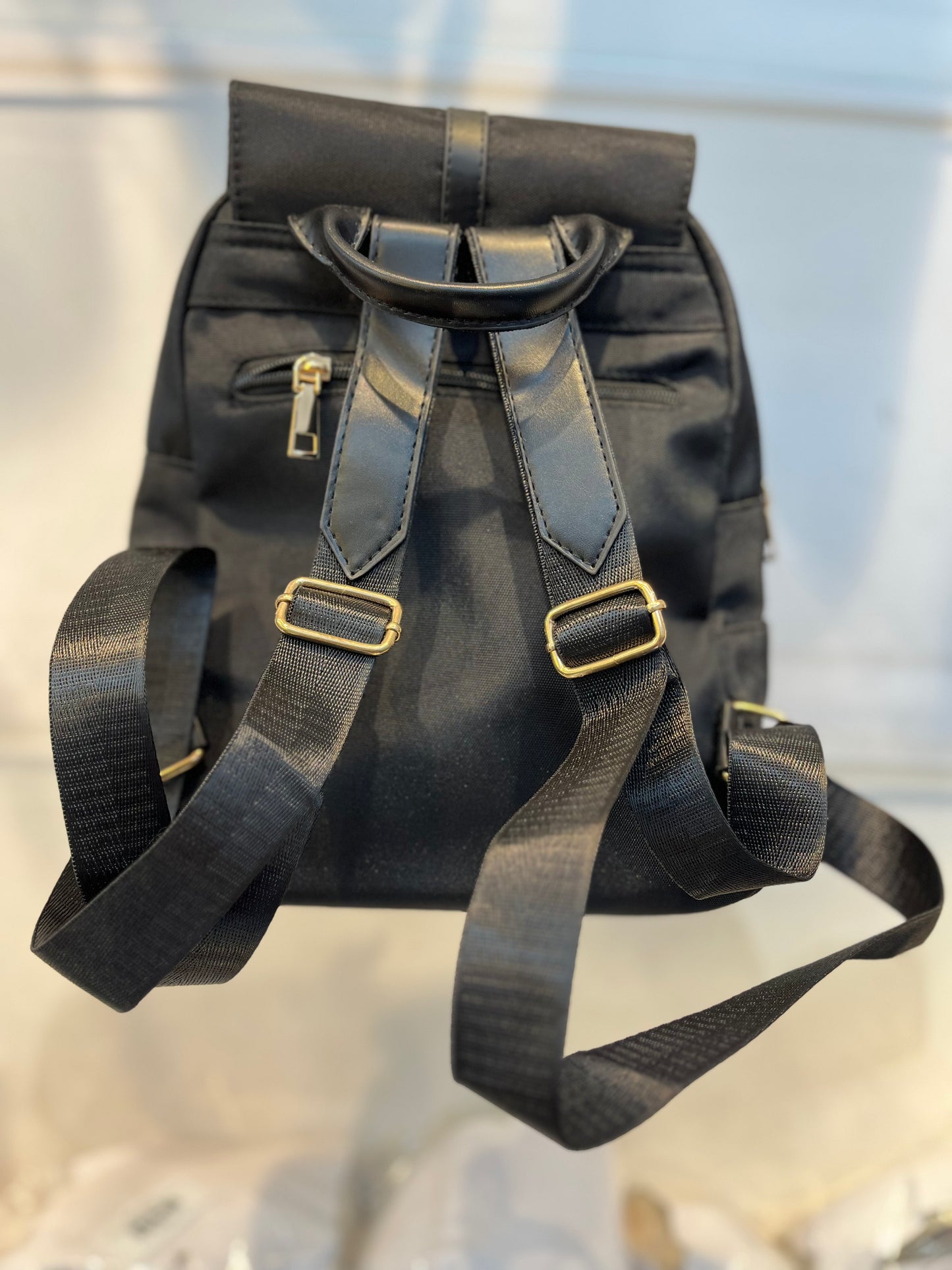 Water-Resistant Black Backpack with Imported Matte Fabric