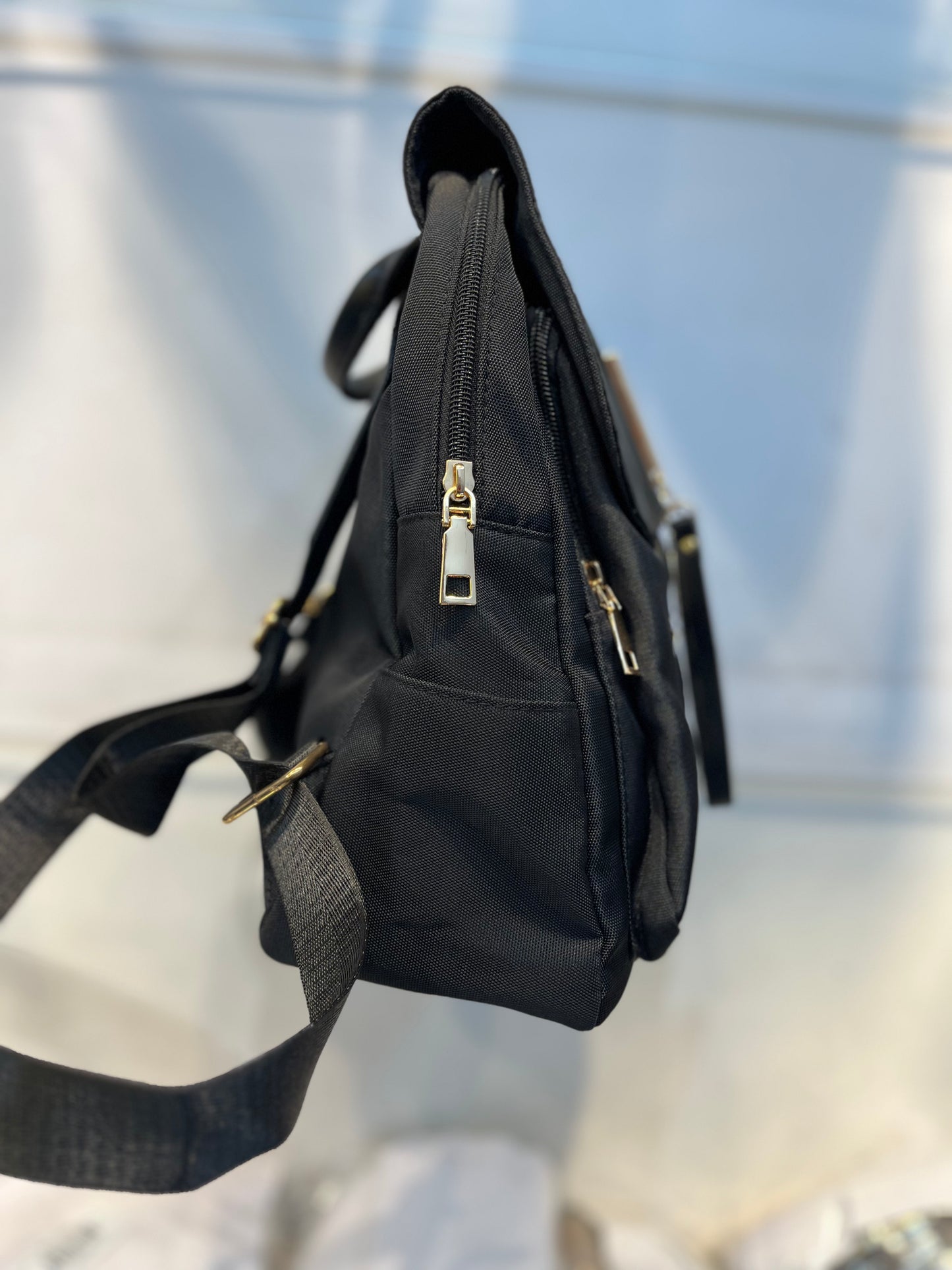 Water-Resistant Black Backpack with Imported Matte Fabric