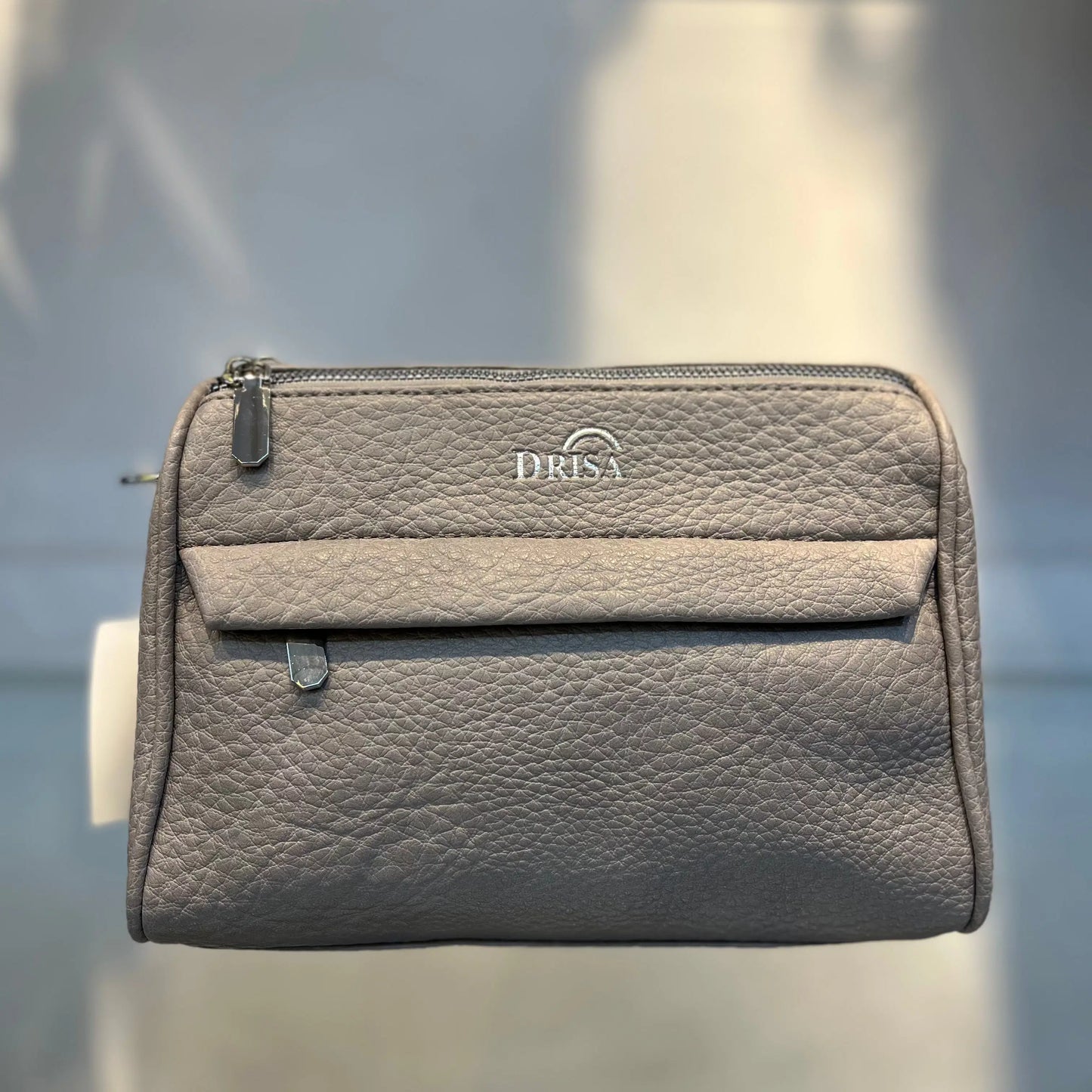 Greay Textured Vegan Leather Sling Bag | Zip Pocket-02