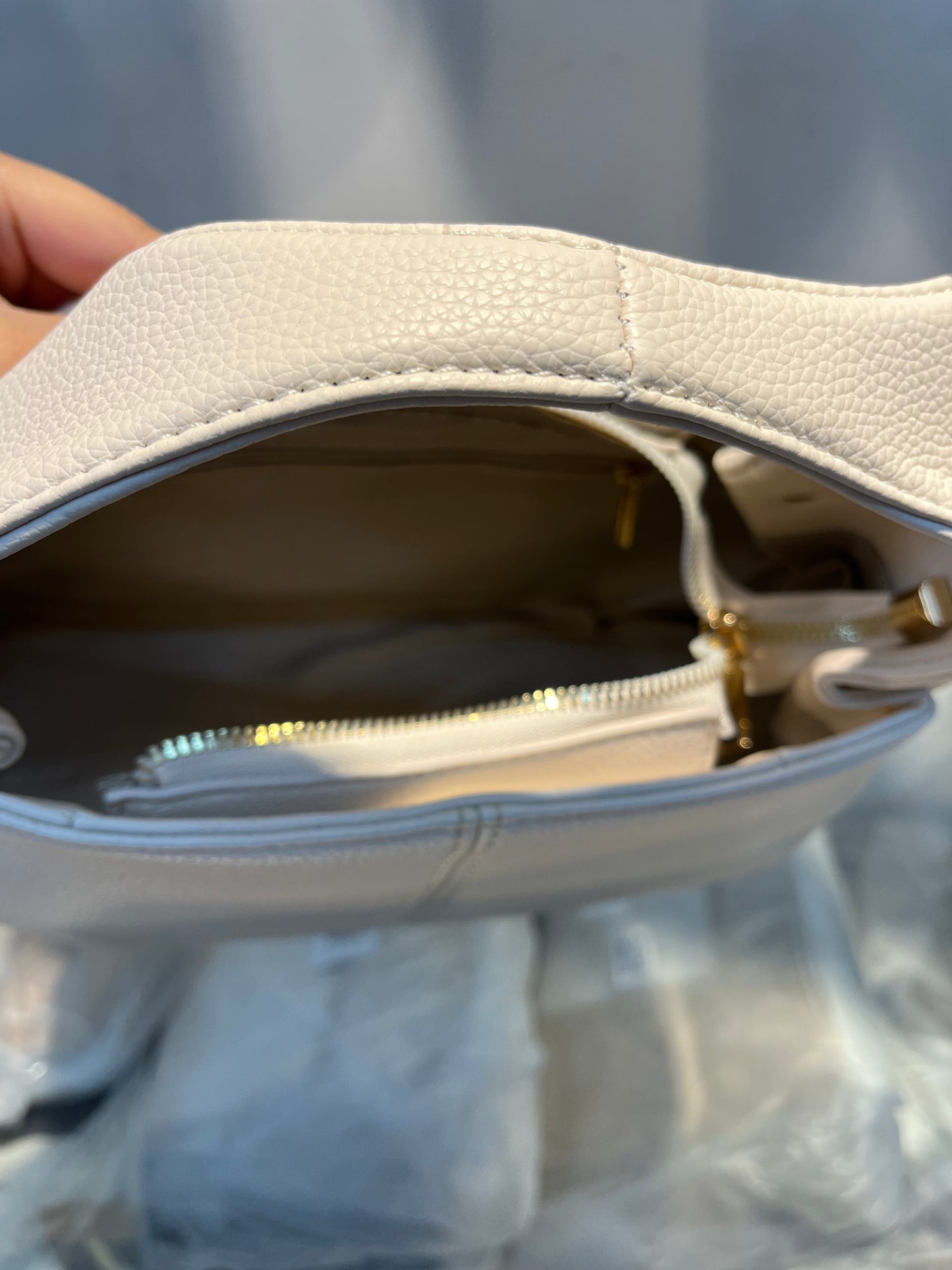 Premium Vegan Leather Off White Sling Vanilla Handbag