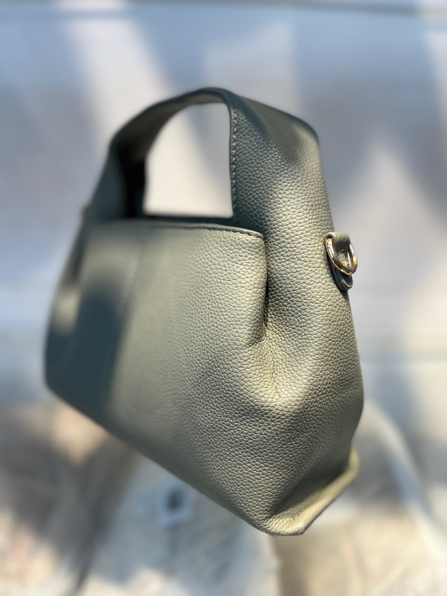 Premium Vegan Leather Olive Green Sling Vanilla Handbag