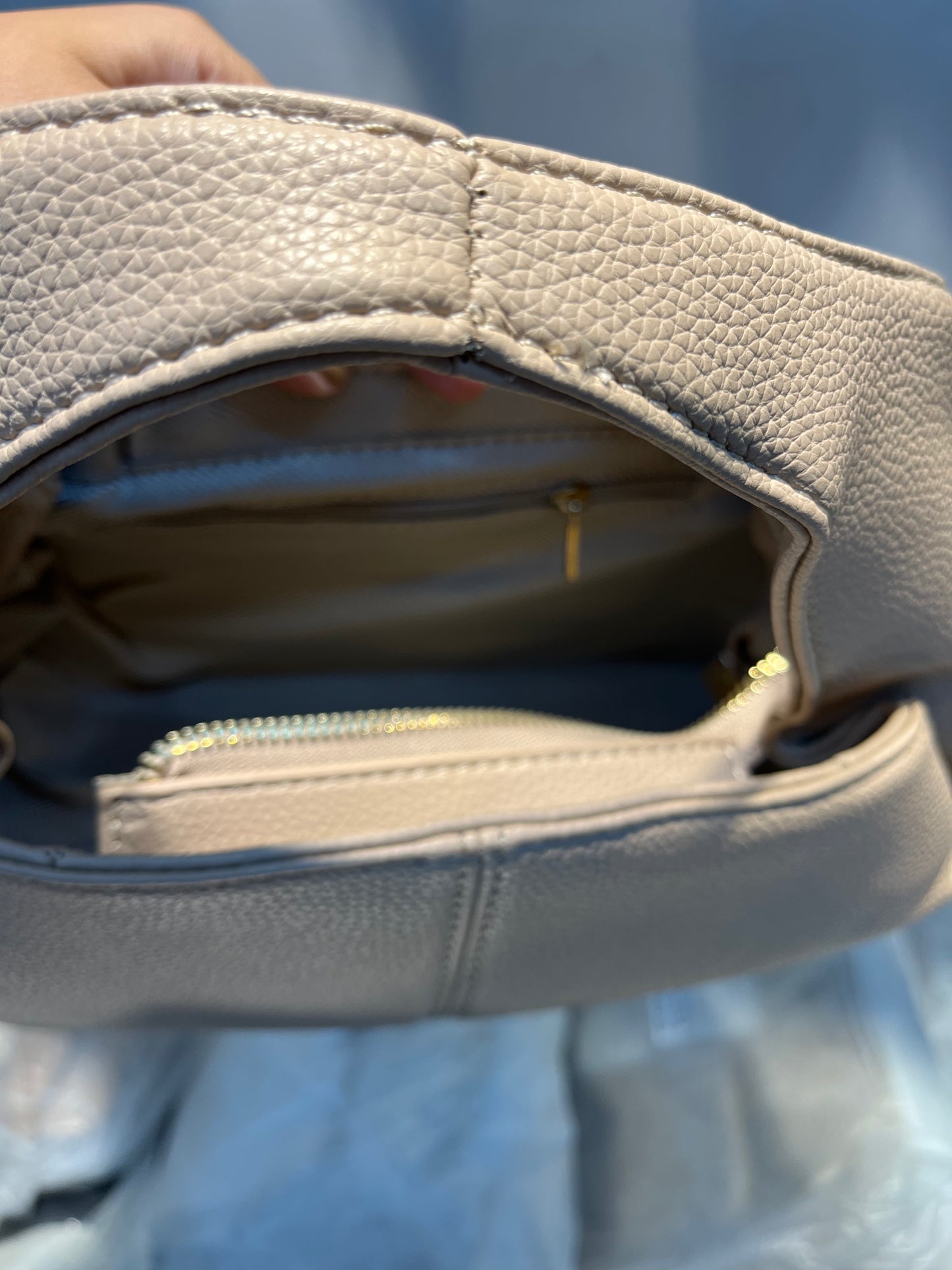 Premium Vegan Leather Beige Sling Vanilla Handbag