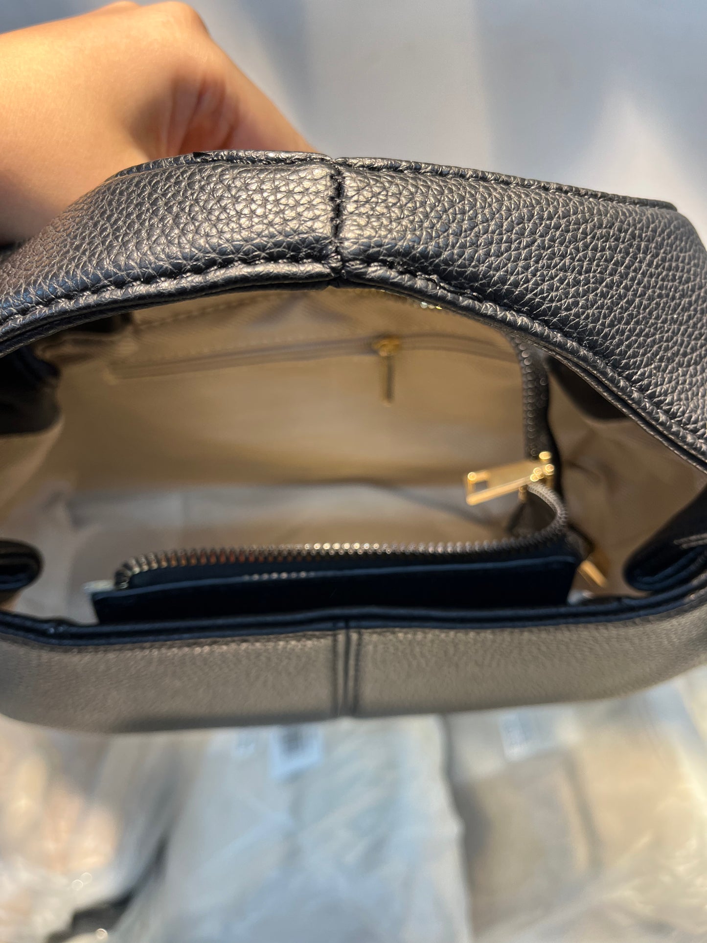 Premium Vegan Leather Black Sling Vanilla Handbag