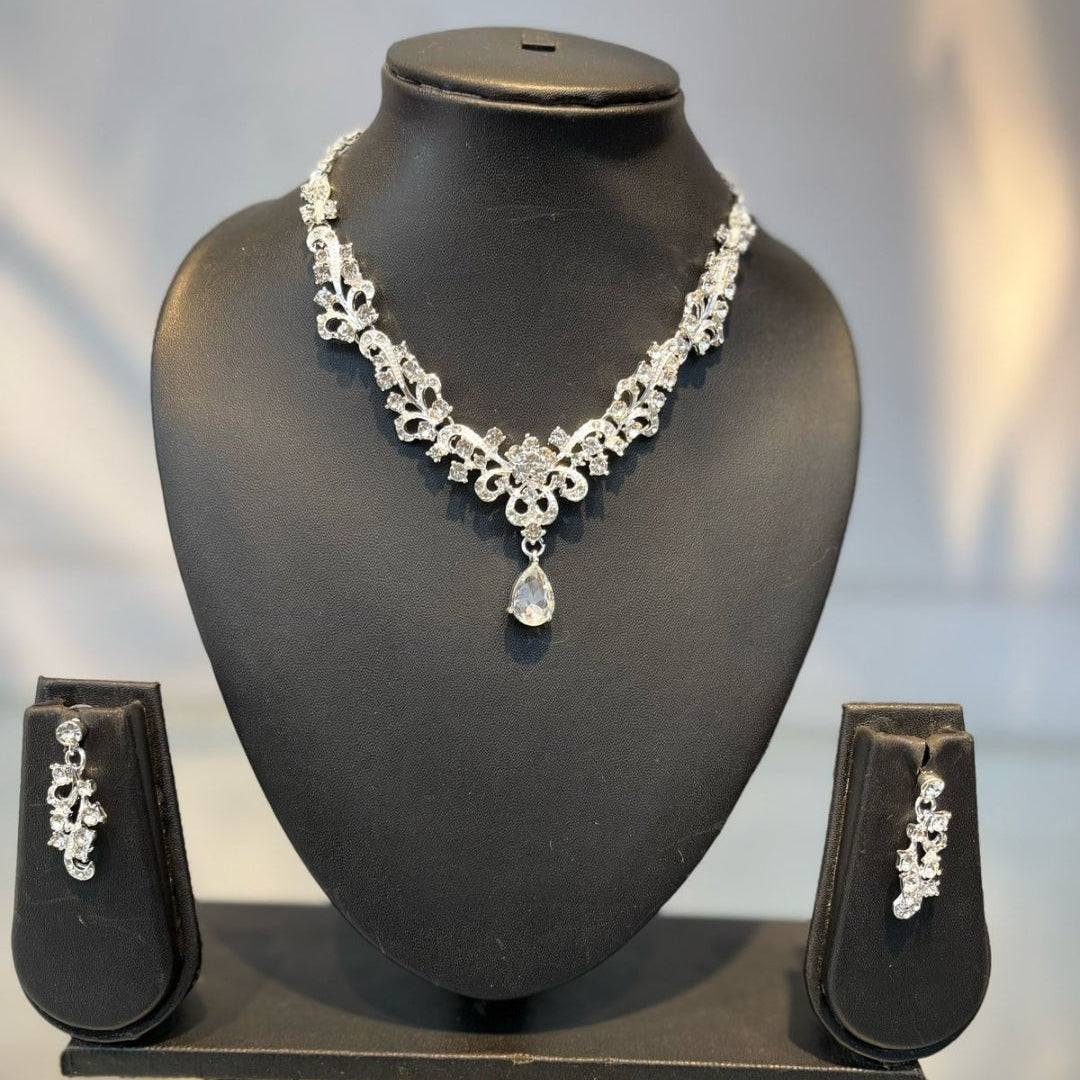 Anti-Tarnish Radium Plated Crystal Necklace Set
