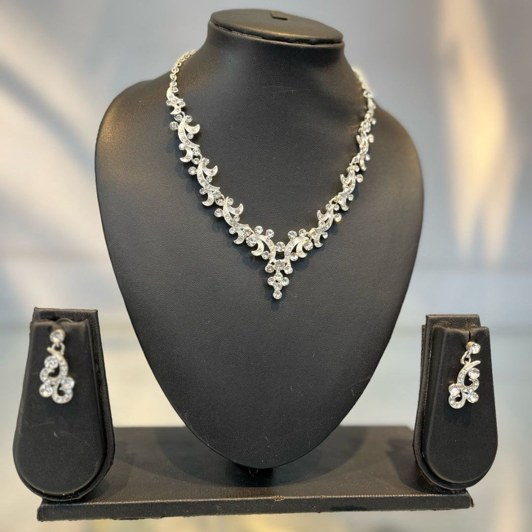 Anti-Tarnish Radium Plated Crystal Statement Necklace Set
