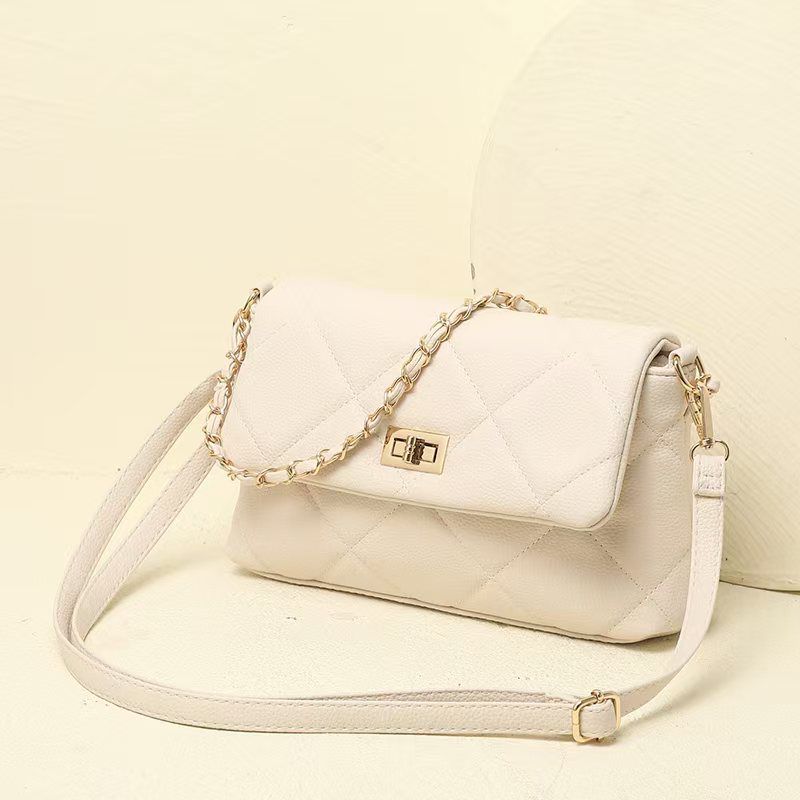 Quilted Vegan Faux Leather Cushion Bag Off White