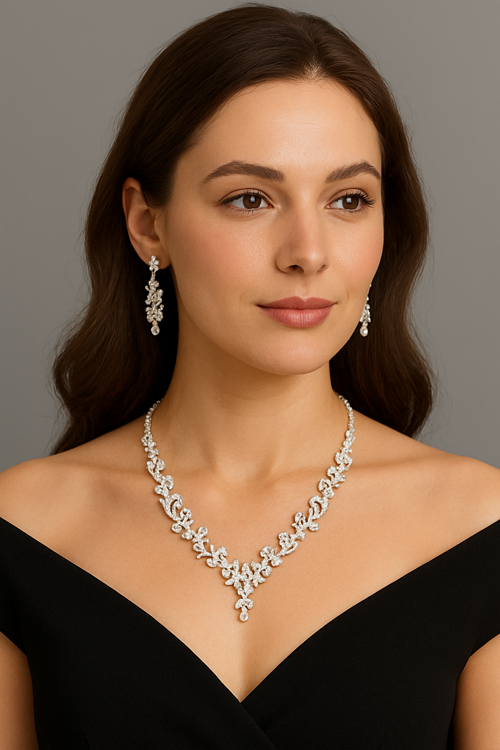 Anti-Tarnish Radium Plated Crystal Statement Necklace Set