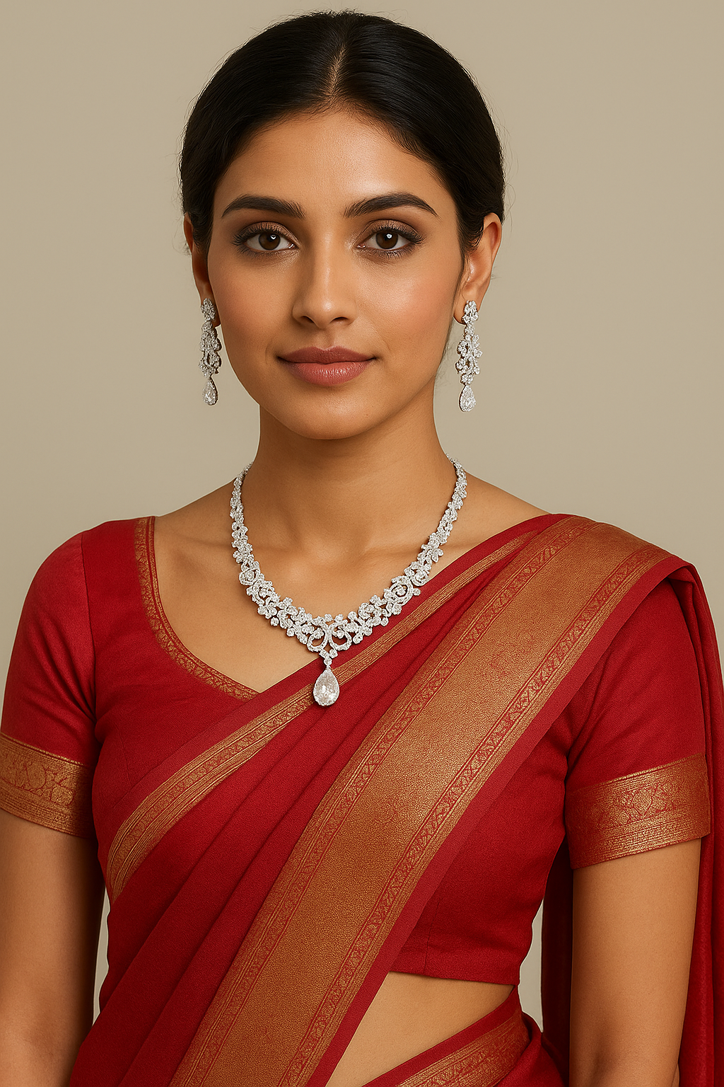 Anti-Tarnish Radium Plated Crystal Necklace Set