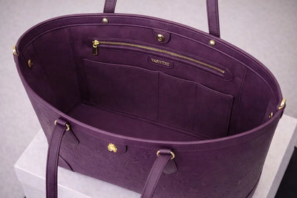 Regal Violet Embossed Luxury Tote – Premium Vegan Leather Everyday Carry