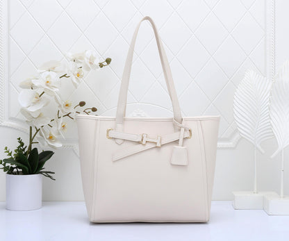 Structured White  Handbag with Gold Buckle | Perfect for Everyday Style