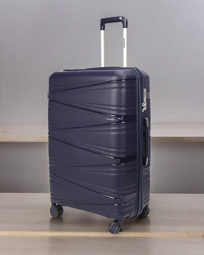 Vayaa 02 Dark Blue Luggage Set: Durable & Secure PP Trolley with 7-Year Warranty
