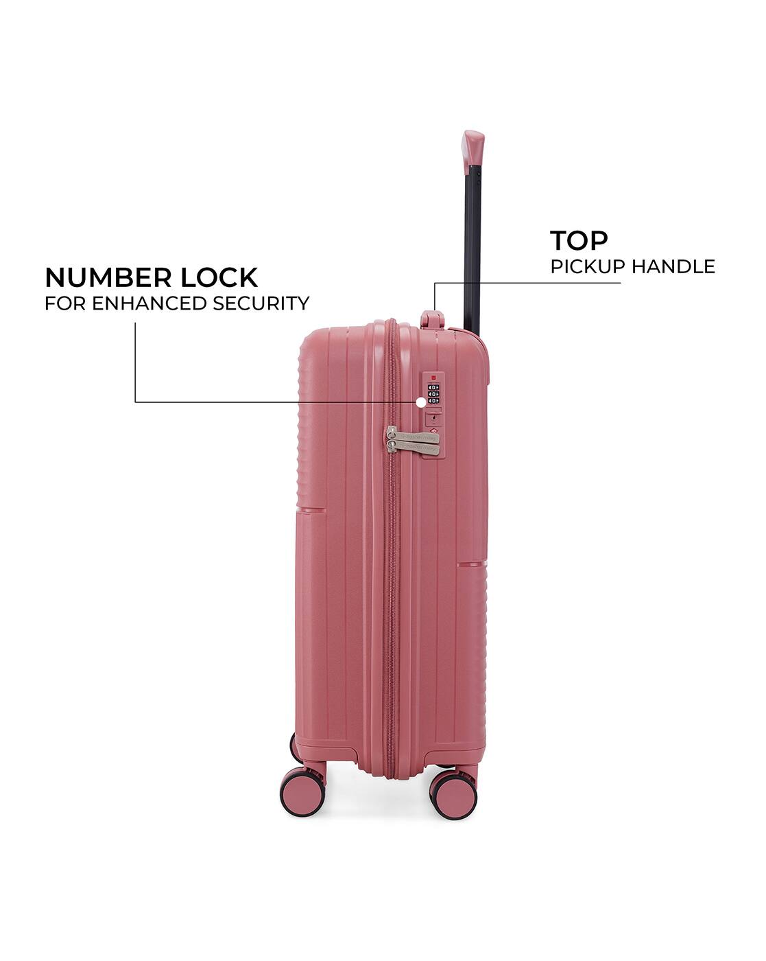 Vayaa 01 Rose Gold Luggage Set: Durable & Secure PP Trolley with 7-Year Warranty