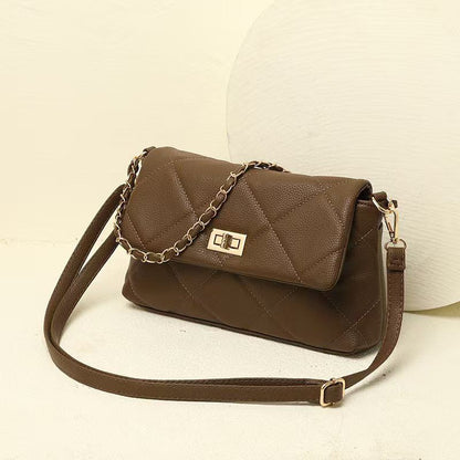 Quilted Vegan Faux Leather Cushion Bag Coffee