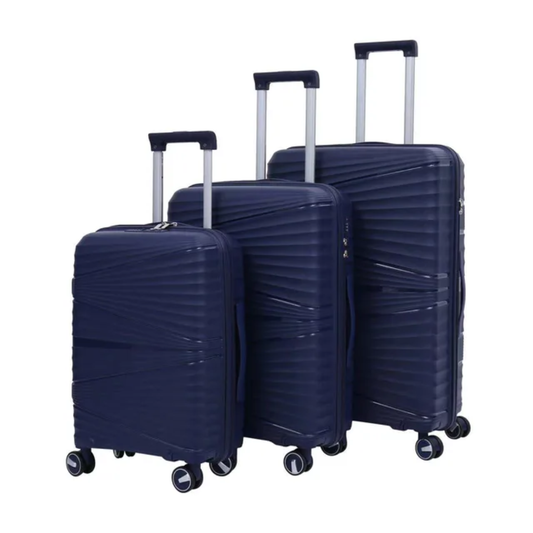Vayaa 02 Dark Blue Luggage Set: Durable & Secure PP Trolley with 7-Year Warranty