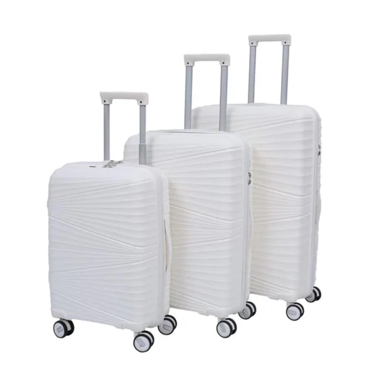 Vayaa 02 White Luggage Set: Durable & Secure PP Trolley with 7-Year Warranty