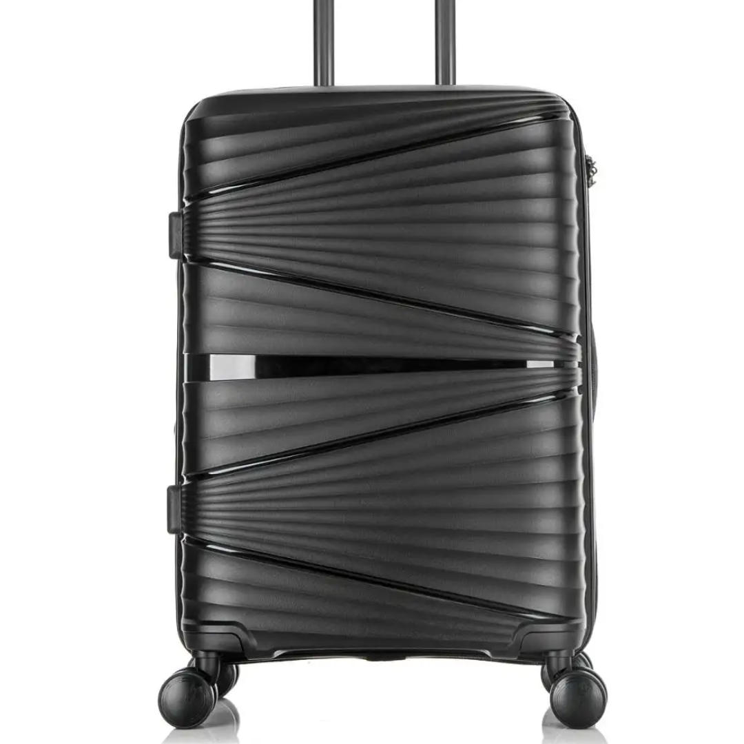 Vayaa 02 Black Luggage Set: Durable & Secure PP Trolley with 7-Year Warranty