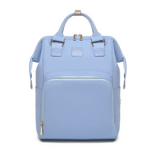 Luxe Imported Satin Water-Resistant Commuter Backpack with Thermal & Smart Storage Blue