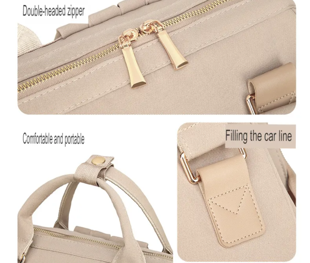 Luxe Imported Satin Water-Resistant Commuter Backpack with Thermal & Smart Storage Beige