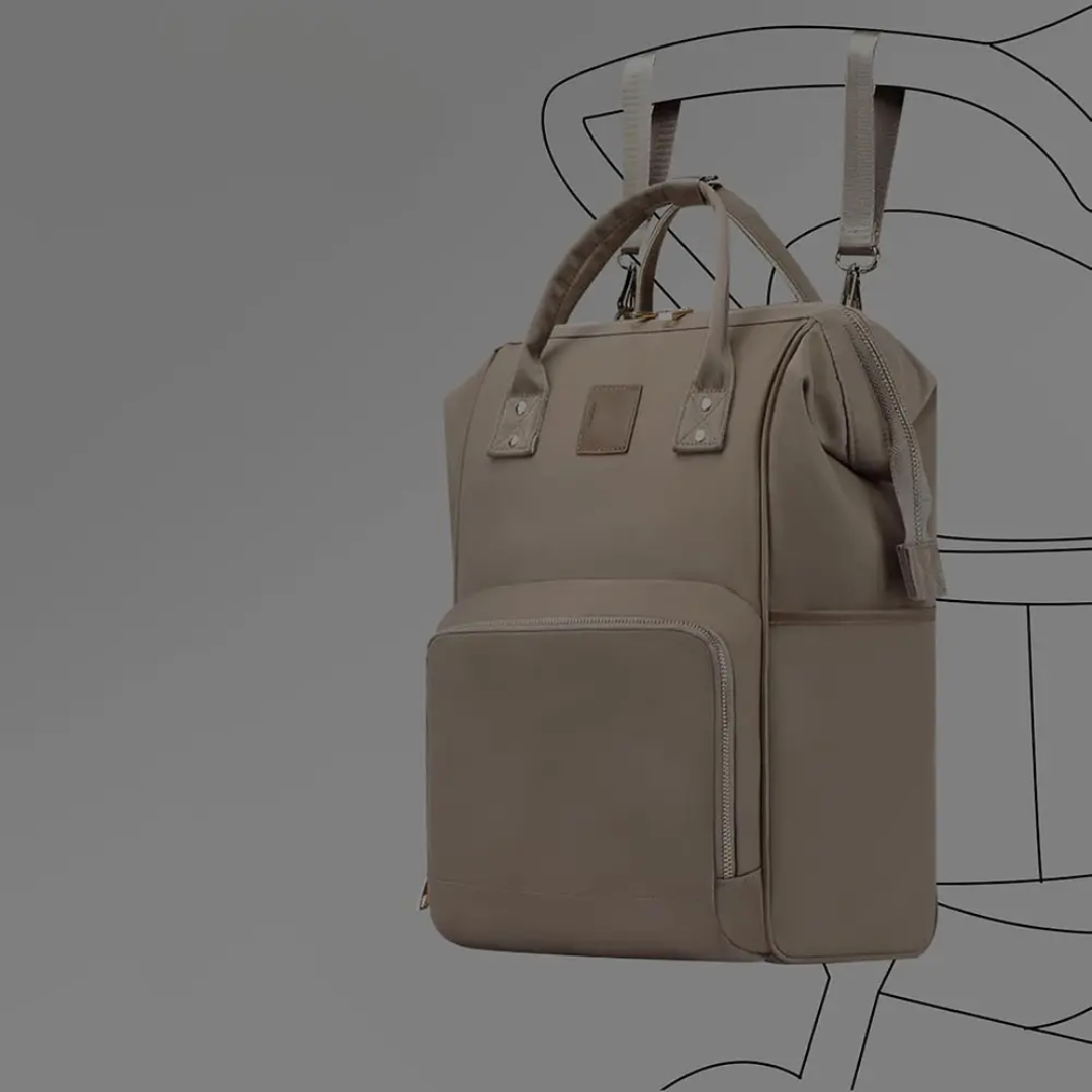 Luxe Imported Satin Water-Resistant Commuter Backpack with Thermal & Smart Storage Beige