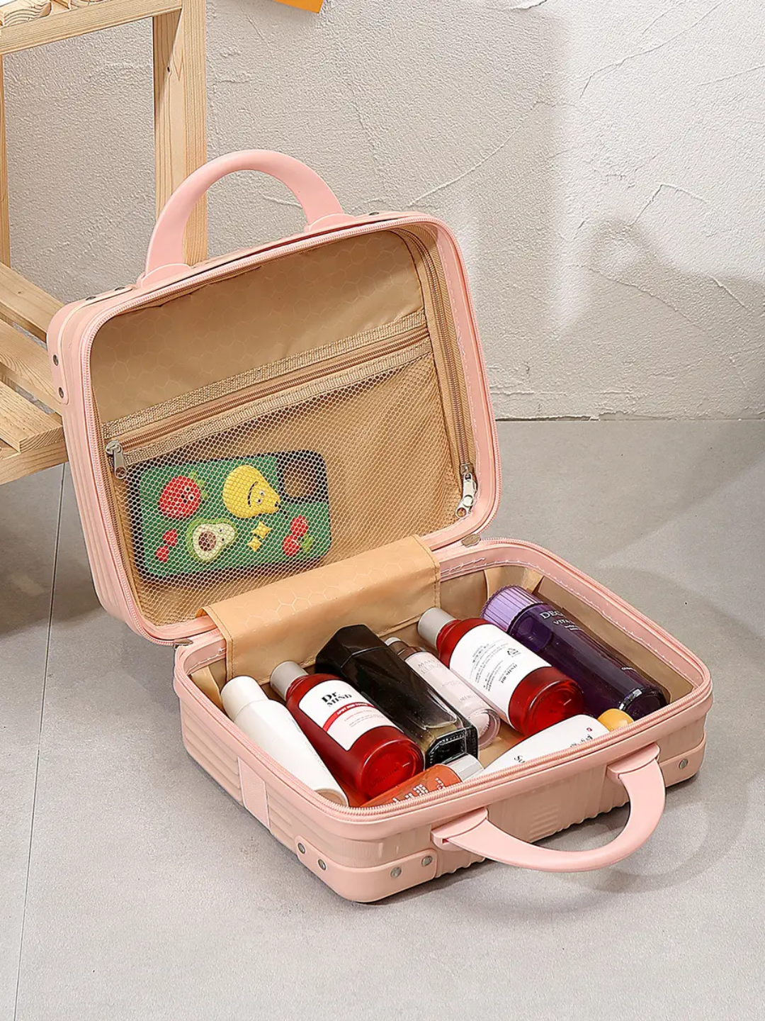 Durable Peach PP Hard Case Vanity Box | Travel Carry-On 03