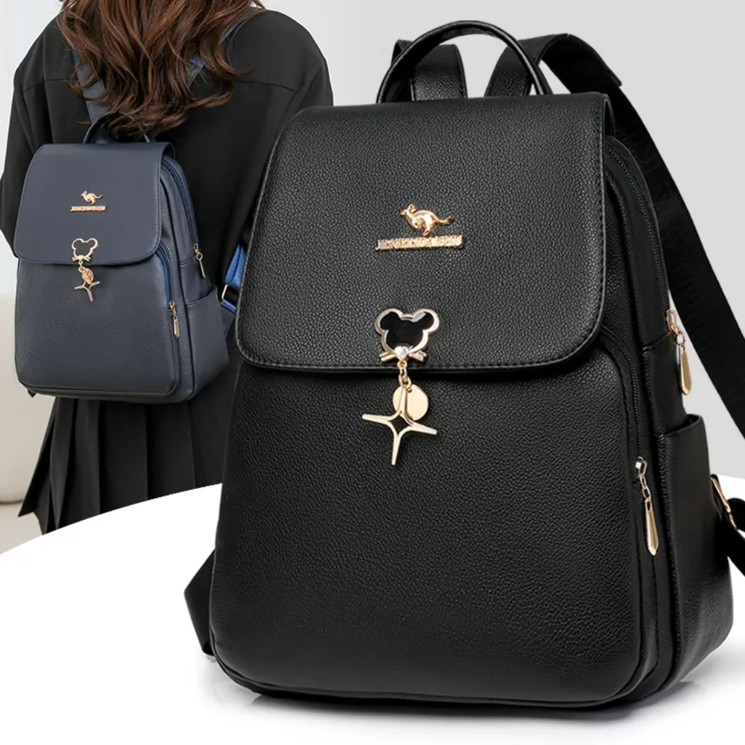 Elegant Faux Leather Women's Backpack with Charms