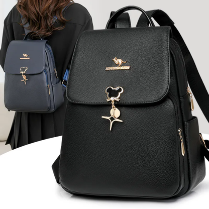 Elegant Faux Leather Women's Backpack with Charms