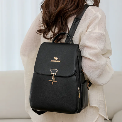 Elegant Faux Leather Women's Backpack with Charms